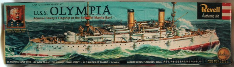 Revell 1/232 USS Olympia Flagship of Admiral Dewey at Manila Bay, H367-198 plastic model kit